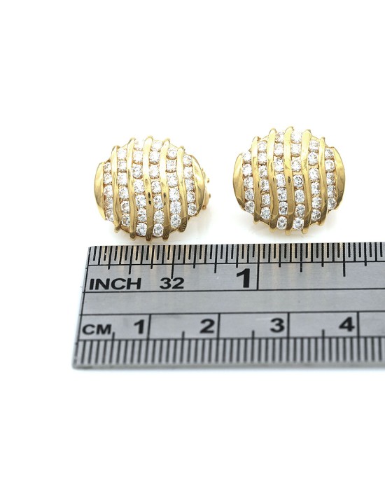 14ky 6 Row Diamond Disk Earrings in Gold